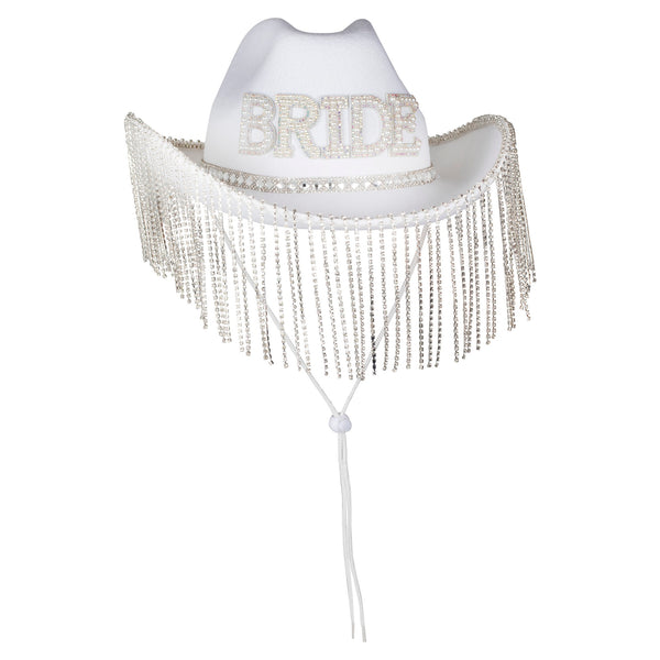 White Embellished Bride Cowgirl Hat - Hen Party Additions - The Pretty Prop Shop Parties