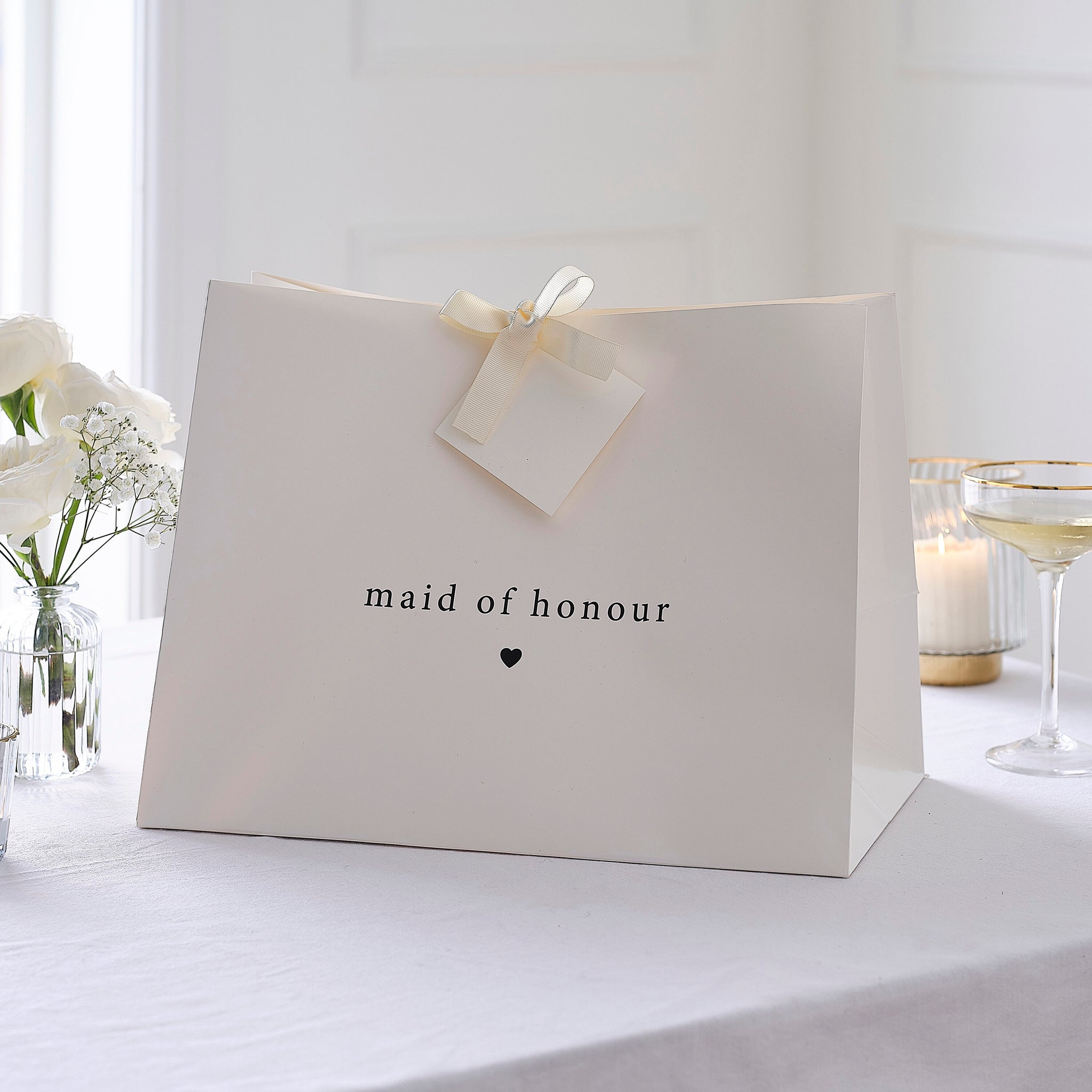 White Maid of Honour Gift Bag - Modern Luxe Wedding - The Pretty Prop Shop Parties