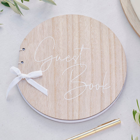Round Wooden Wedding Guest Book - The Pretty Prop Shop Parties