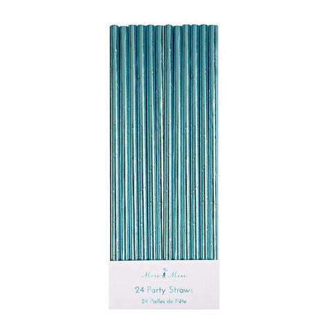 Aqua Blue Paper Party Straws - The Pretty Prop Shop Parties