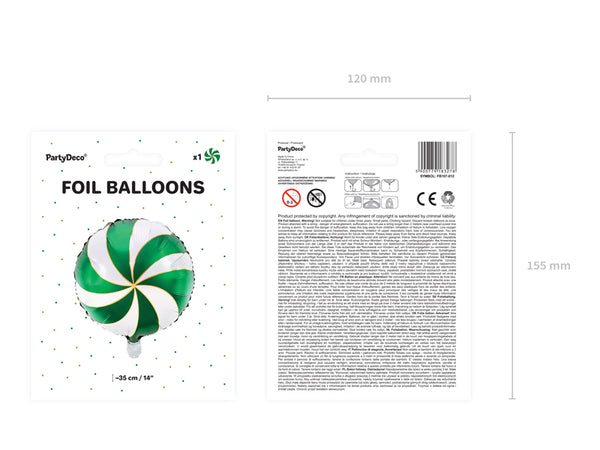 Green & White Candy Foil Balloon - The Pretty Prop Shop Parties