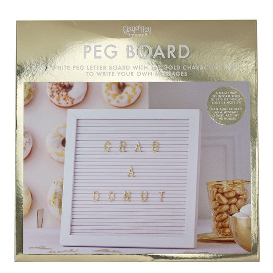 White and Gold Peg Letter Board - The Pretty Prop Shop Parties