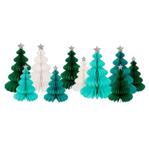 Green Forest Honeycomb Christmas Decorations - The Pretty Prop Shop Parties
