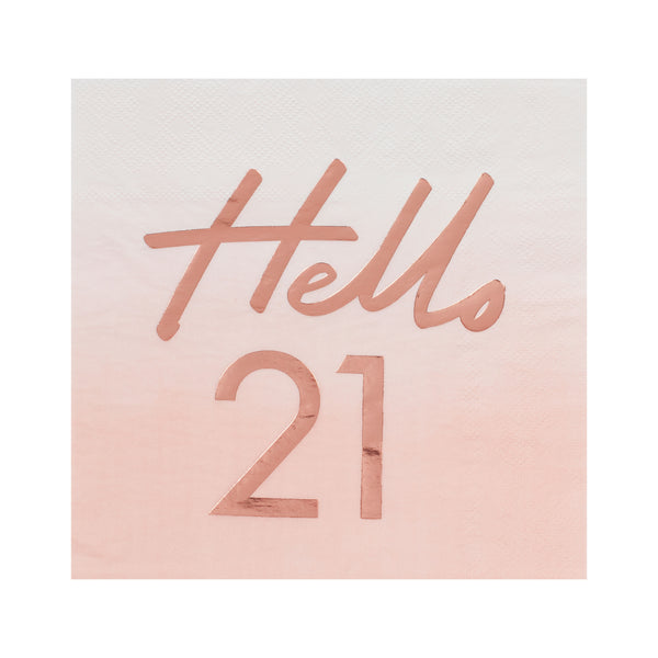 Hello 21 Birthday Party Napkins - The Pretty Prop Shop Parties