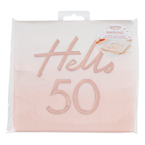Hello 50 Birthday Party Napkins - The Pretty Prop Shop Parties