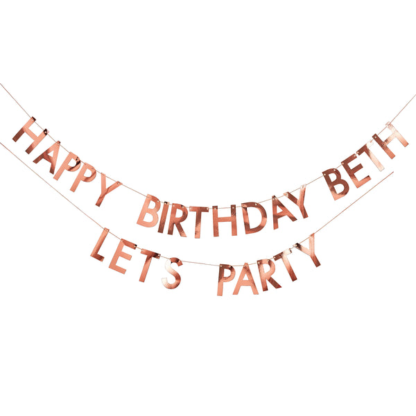 Personalized Birthday Banner Rose Gold - The Pretty Prop Shop Parties