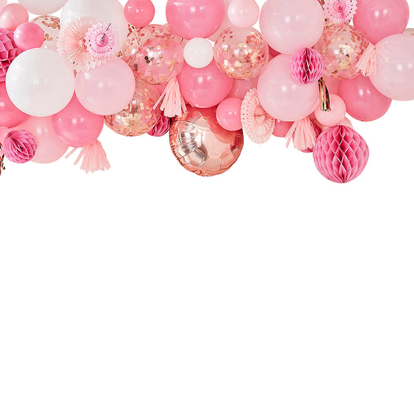 Blush and Peach Balloon & Fan Garland Party Backdrop Kit - The Pretty Prop Shop Parties