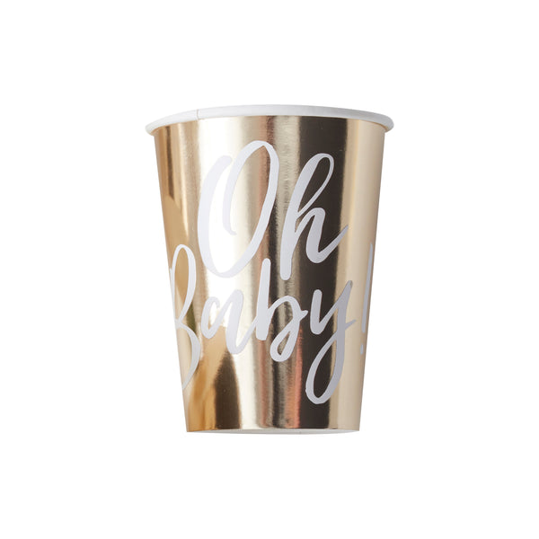 Oh Baby! Paper Cups - Gold - The Pretty Prop Shop Parties