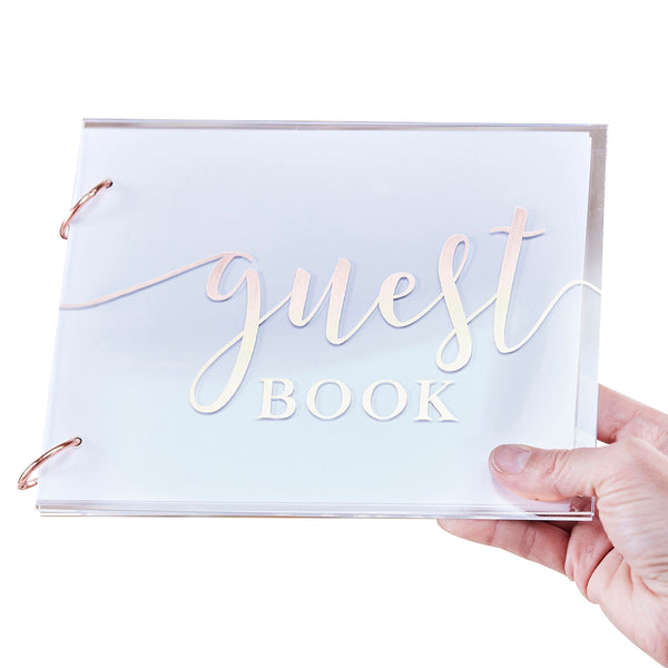 Acrylic and Rose Gold Wedding Guest Book - The Pretty Prop Shop Parties