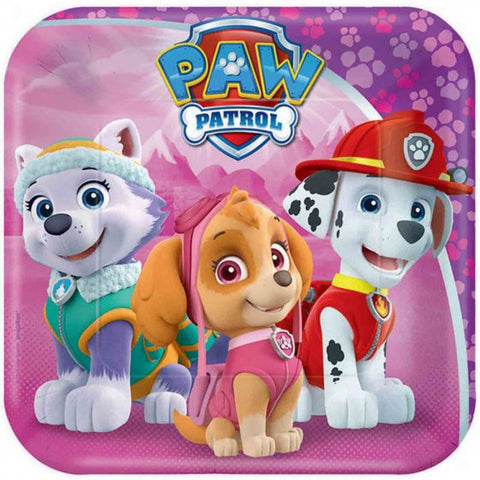 Paw Patrol Girl Square Plates - The Pretty Prop Shop Parties