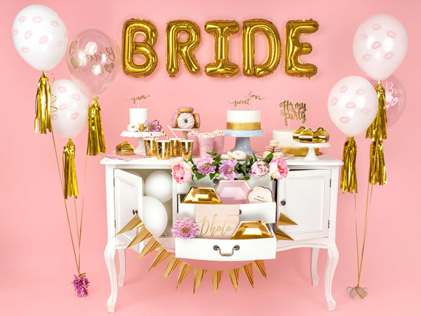 Bride to Be 30cm Balloons - Clear and Gold (6pcs) - The Pretty Prop Shop Parties