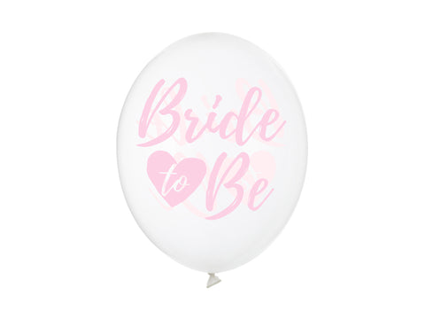 Bride to Be 30cm Balloons - Clear and Pink (6pcs) - The Pretty Prop Shop Parties