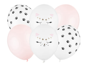 Mixed Kitty Cat 30cm Balloons (6pcs) - The Pretty Prop Shop Parties
