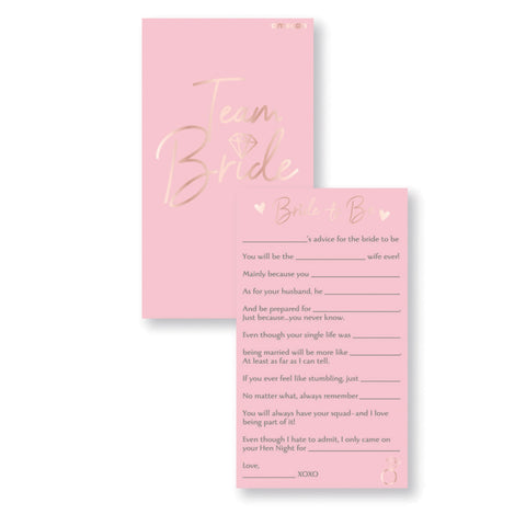 Team Bride Hen's Night Advice Cards - The Pretty Prop Shop Parties