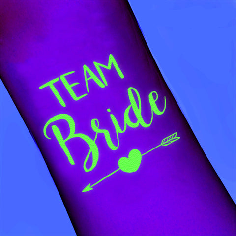 Team Bride Temporary Tattoo - Glow in the Dark - The Pretty Prop Shop Parties
