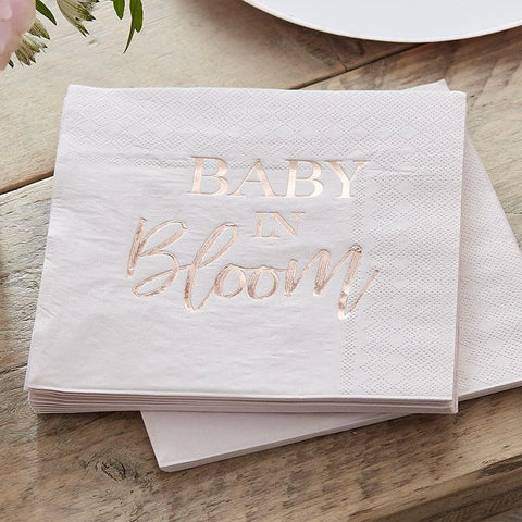 Rose Gold & Blush Paper Napkins - Baby in Bloom - The Pretty Prop Shop Parties