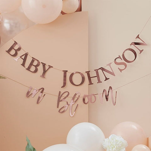 Customizable Baby Shower Bunting - Baby In Bloom - The Pretty Prop Shop Parties