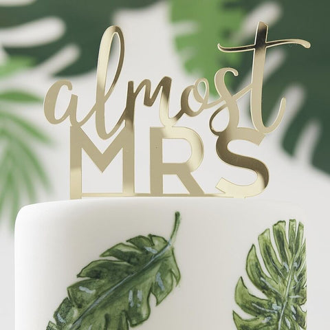 Almost Mrs Gold Cake Topper - Botanical Hen - The Pretty Prop Shop Parties