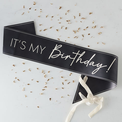 Black and Nude It's My Birthday Sash - The Pretty Prop Shop Parties