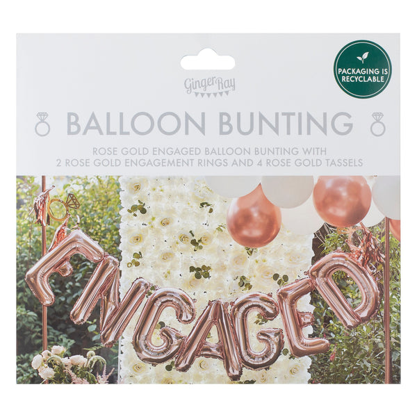 Engaged Balloon Bunting - Rose Gold - The Pretty Prop Shop Parties