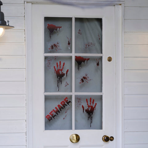 Beware Blood Splatter Halloween Window Stickers - The Pretty Prop Shop Parties