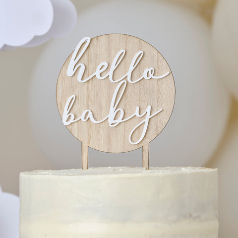 Wood and Acrylic Baby Shower Cake Topper - Hello Baby - The Pretty Prop Shop Parties