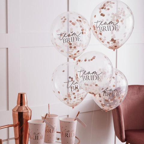 Team Bride Confetti Balloons - Blush Hen Party - The Pretty Prop Shop Parties