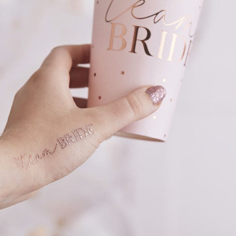 Team Bride Temporary Tattoos - Blush Hen Party - The Pretty Prop Shop Parties