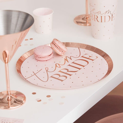 Team Bride Paper Plates - Blush Hen Party - The Pretty Prop Shop Parties