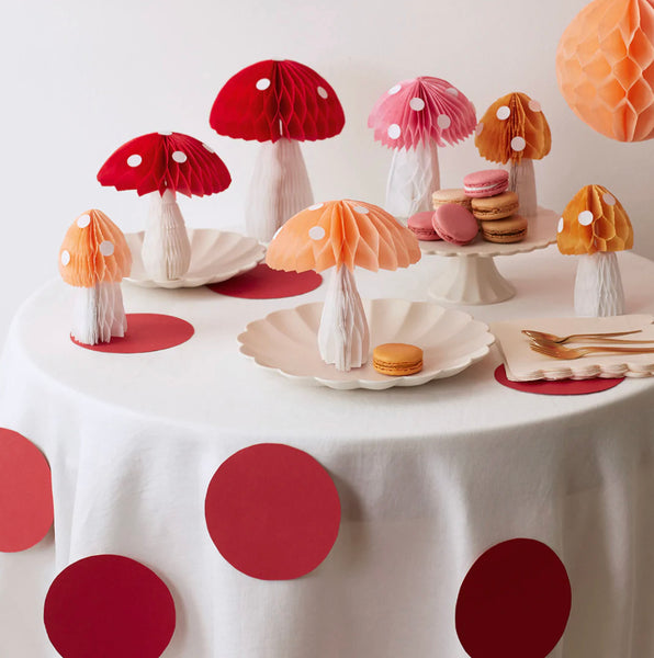 Toadstool Honeycomb Decorations - The Pretty Prop Shop Parties
