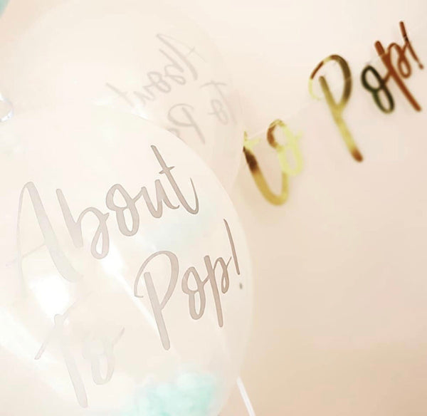 About to Pop! Printed Confetti Balloons - Blue - The Pretty Prop Shop Parties