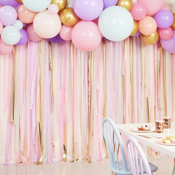 Pastel Streamer & Balloon Party Backdrop Kit - The Pretty Prop Shop Parties