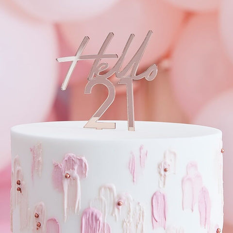 Hello 21 Birthday Cake Topper - The Pretty Prop Shop Parties