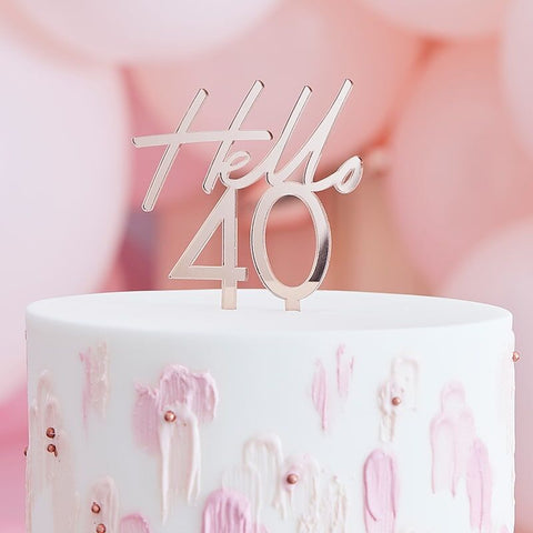 Hello 40 Birthday Cake Topper - The Pretty Prop Shop Parties