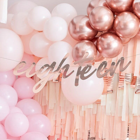 18th Birthday Rose Gold Banner Bunting - The Pretty Prop Shop Parties