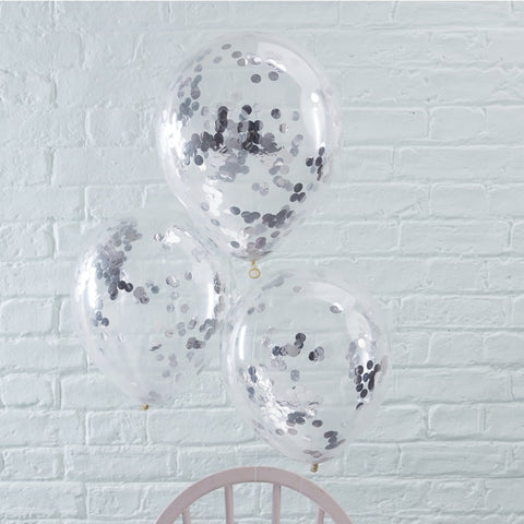 Confetti Balloons - Silver - The Pretty Prop Shop Parties