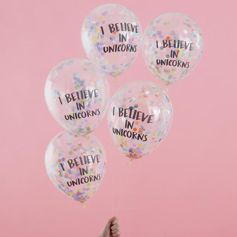 I Believe in Unicorns Confetti Balloons - Pastel Party - The Pretty Prop Shop Parties