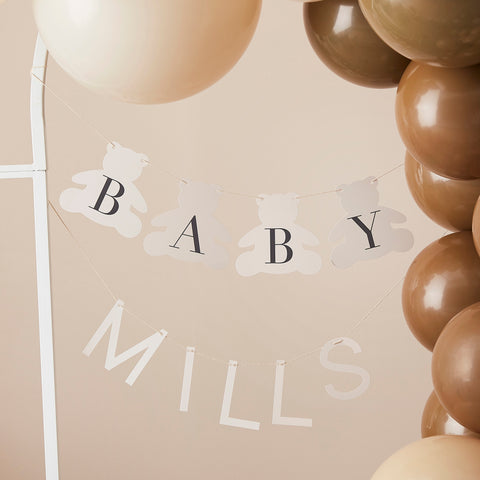 Customizable Baby Name Teddy Bear Baby Shower Bunting - Hello Baby - The Pretty Prop Shop Parties