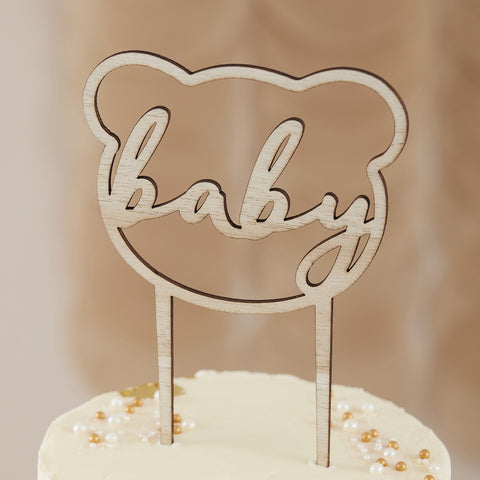Wooden Teddy Bear Baby Shower Cake Topper - The Pretty Prop Shop Parties