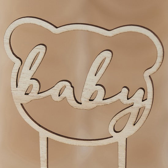 Wooden Teddy Bear Baby Shower Cake Topper - The Pretty Prop Shop Parties