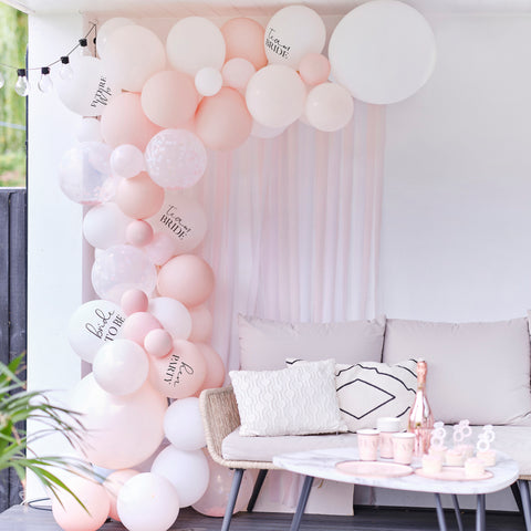 White, Pink and Confetti Hen Party Balloon Arch Kit - Future Mrs - The Pretty Prop Shop Parties