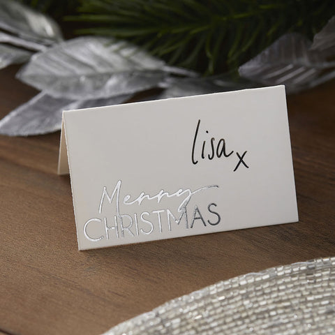Silver Merry Christmas Place Cards - The Pretty Prop Shop Parties