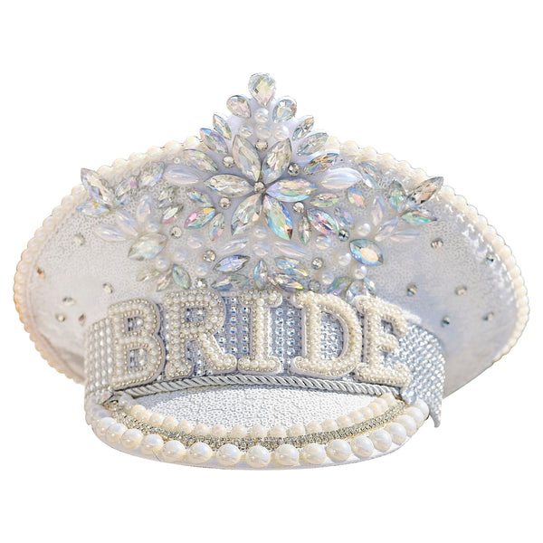 Rhinestone & Pearl Embellished Bride Hen Party Hat - Hen Weekend - The Pretty Prop Shop Parties