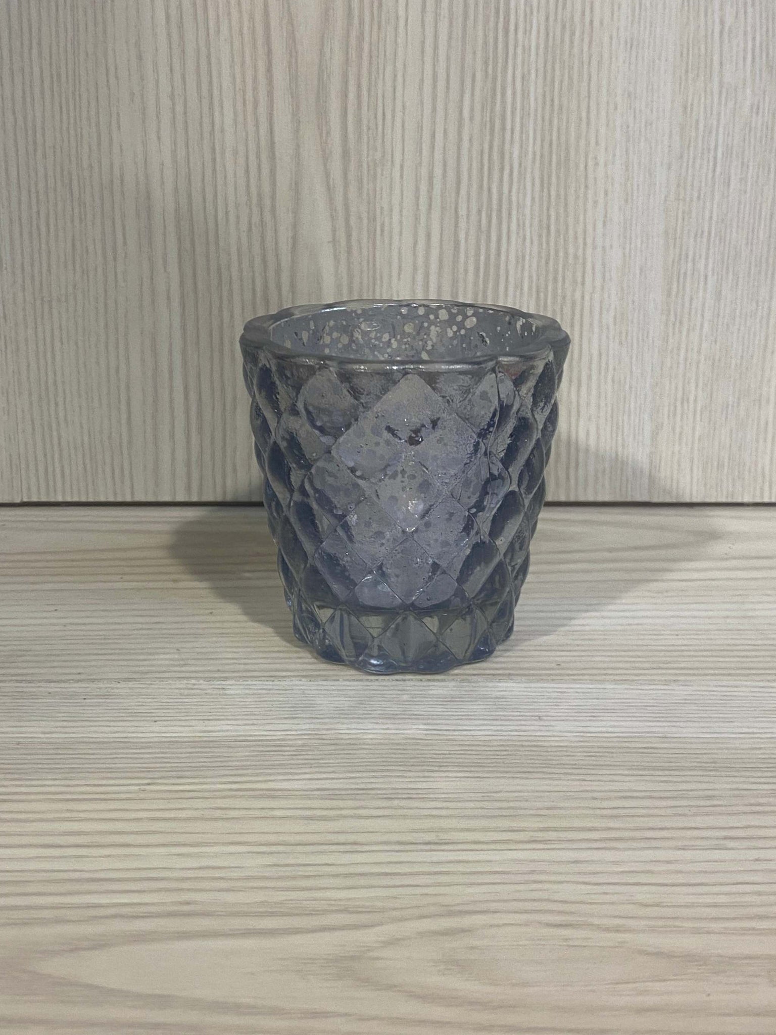 Quilted Mercury Glass Tealight Holder - Light Grey - EX HIRE ITEM - The Pretty Prop Shop Parties