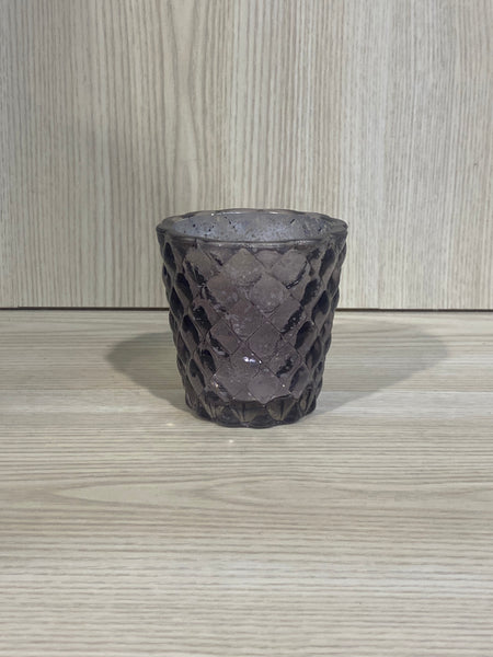 Quilted Mercury Glass Tealight Holder - Charcoal - EX HIRE ITEM