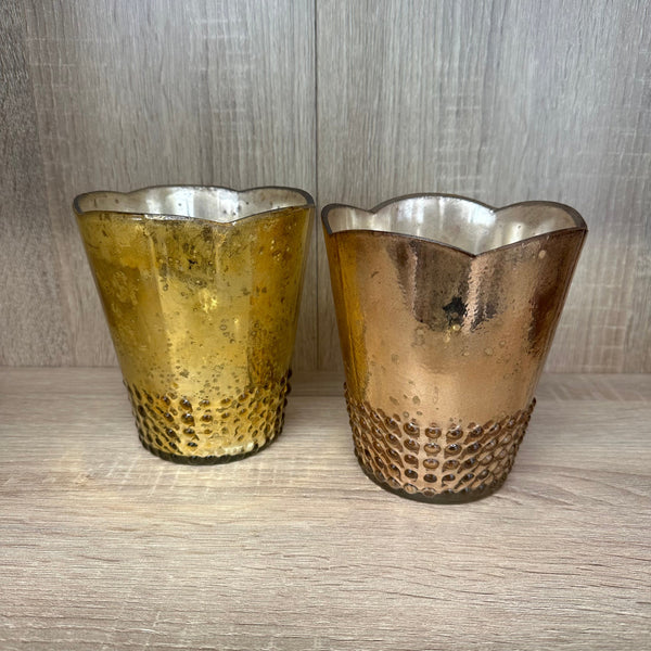 Dotted Mercury Glass Vase Rose Gold Medium - EX HIRE ITEM - The Pretty Prop Shop Parties