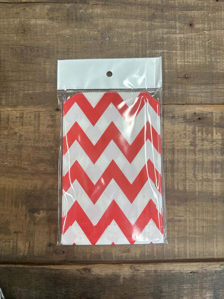 Chevron Paper Lolly Treat Bag - Red