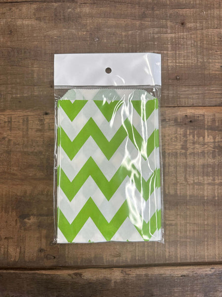 Chevron Paper Lolly Treat Bag - Lime Green