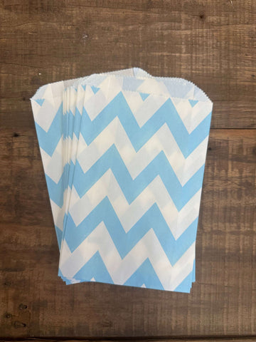 Chevron Paper Lolly Treat Bag - Baby Blue