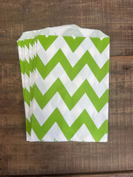 Chevron Paper Lolly Treat Bag - Lime Green